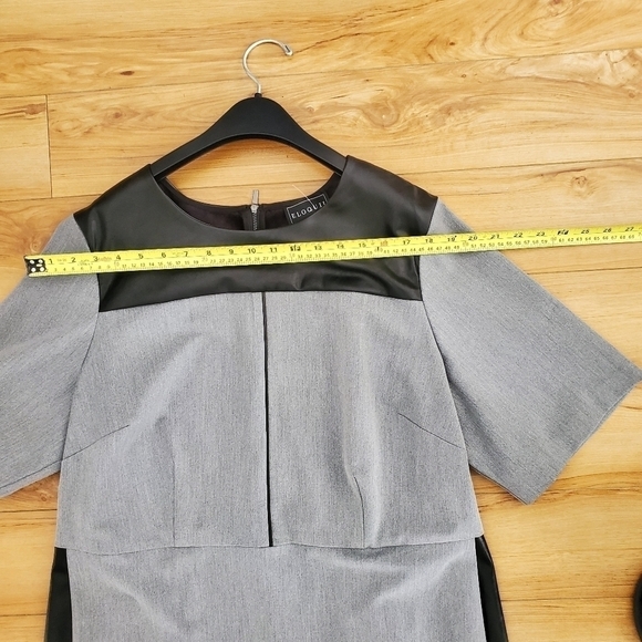 ELOQUII Women Premier Bi-Stretch Faux Leather Mix Work Dress Size 20 Grey - Picture 15 of 16